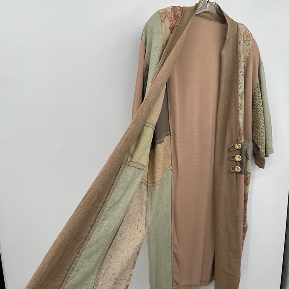 Vintage Spencer Alexis Jacket Cardigan Duster Size 2X Patchwork Linen Blend Boho - Picture 6 of 12